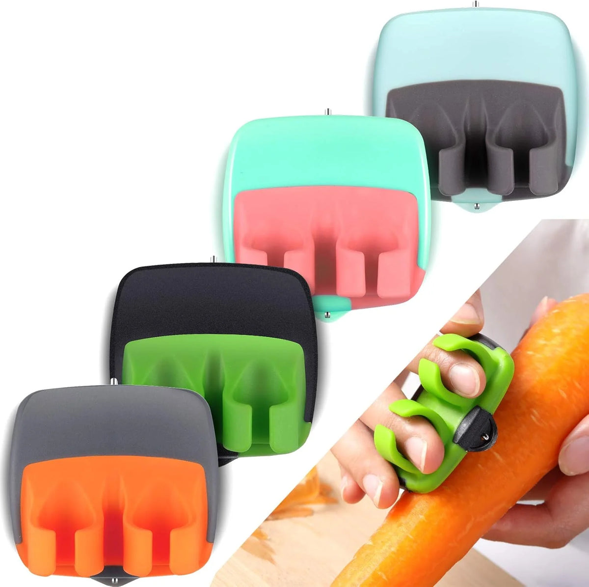 Vegetable Peeler Set 4-Piece Ergonomic Rubber Grip