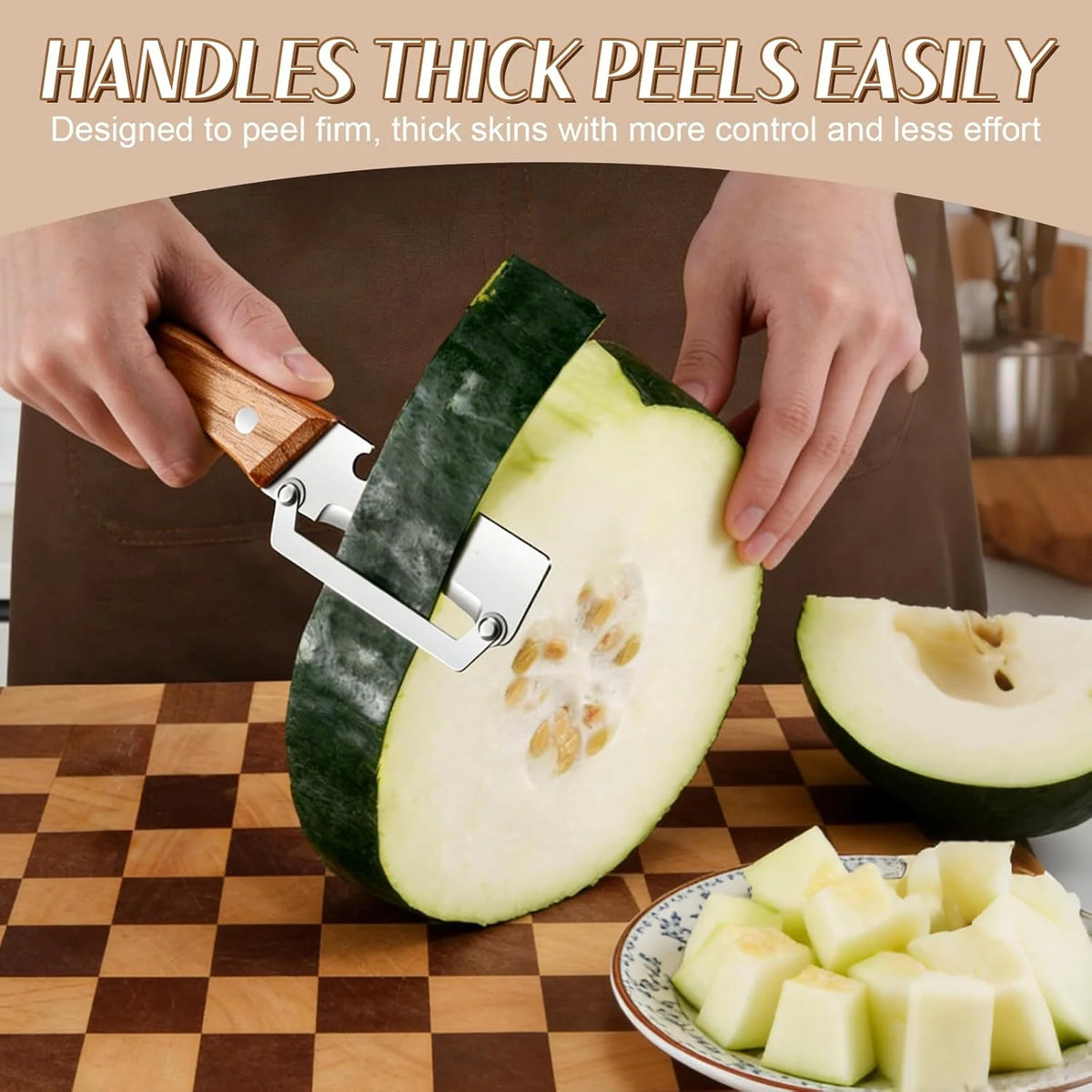 Vegetable Peeler Wide Blade & Julienne Contoured Wooden Handle