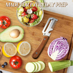 Vegetable Peeler Wide Blade & Julienne Contoured Wooden Handle