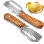 Vegetable Peeler Wide Blade & Julienne Edge Contoured Wooden Handle
