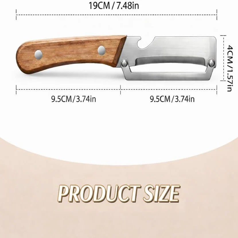 Vegetable Peeler Wide Blade & Julienne Edge Contoured Wooden Handle