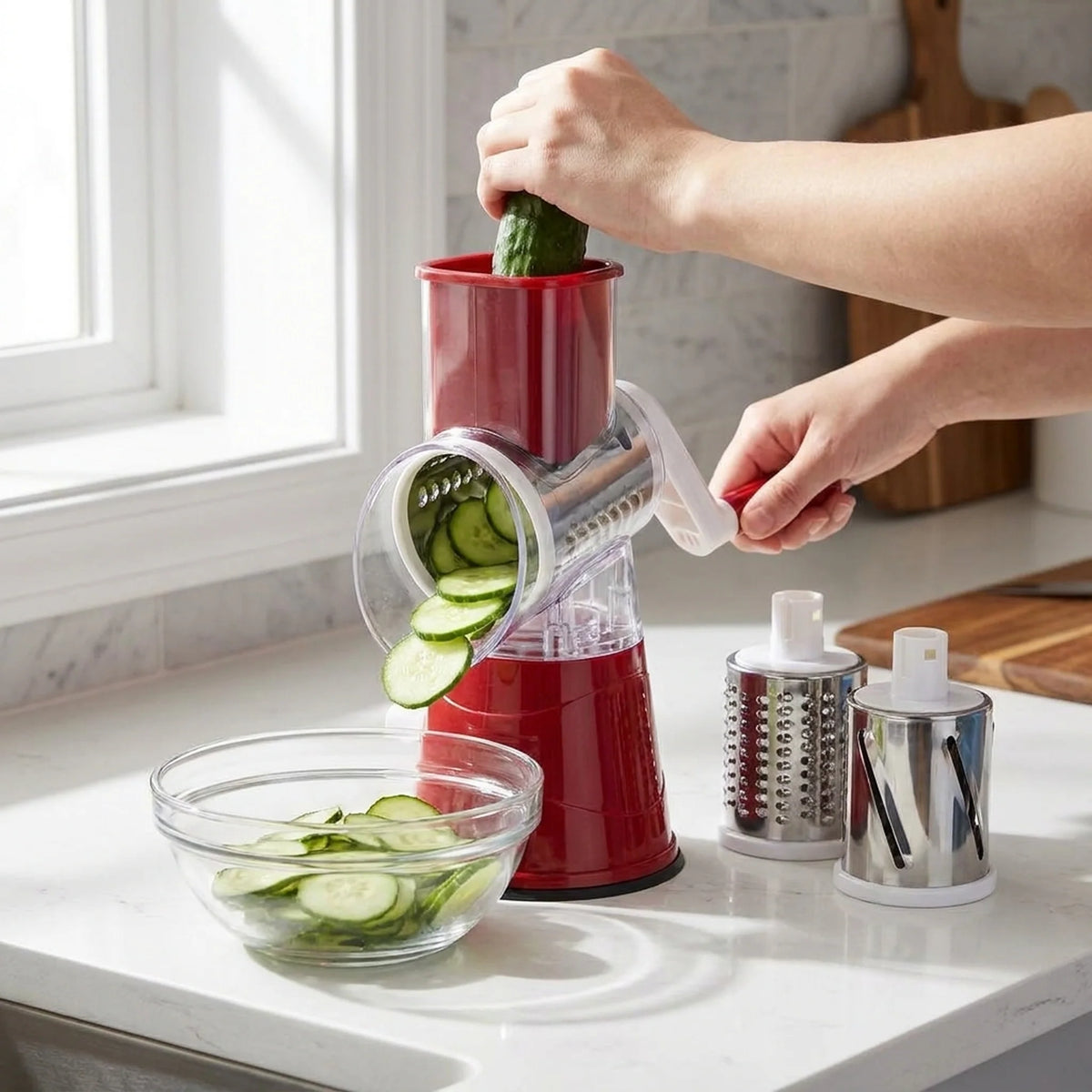 Vegetable Slicer 3-In-1 Rotary Manual Compact