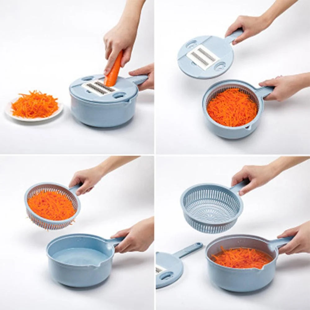 Vegetable Slicer 4 Interchangeable Stainless Blades Non-Slip Base