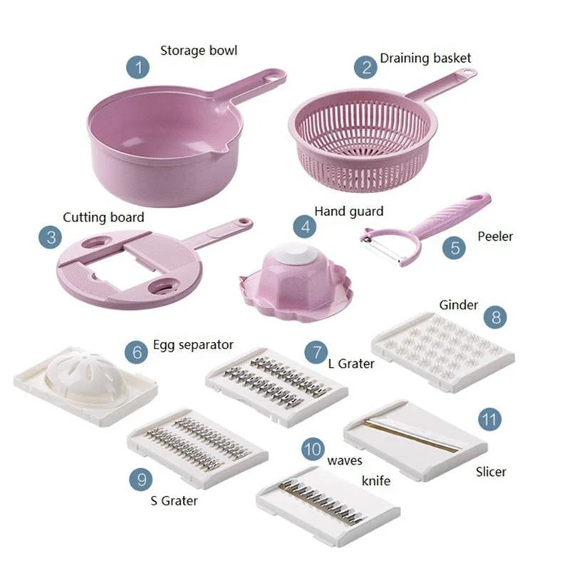 Vegetable Slicer 4 Interchangeable Stainless Blades Non-Slip Base