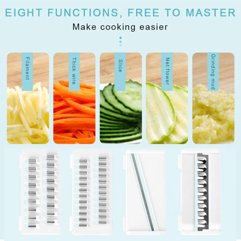 Vegetable Slicer 4 Interchangeable Stainless Blades Non-Slip Base