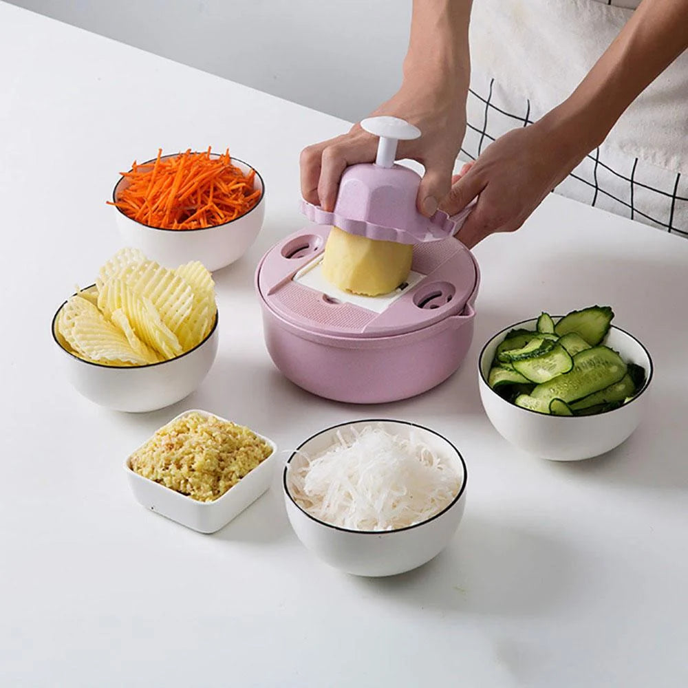 Vegetable Slicer 4 Interchangeable Stainless Blades Non-Slip Base