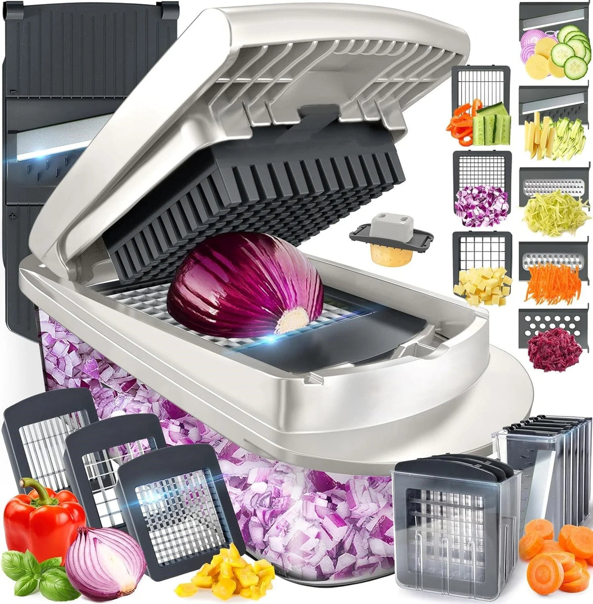 Vegetable Slicer 8 Interchangeable Blades & Container