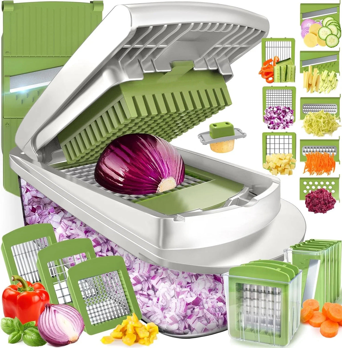 Vegetable Slicer 8 Interchangeable Blades & Container