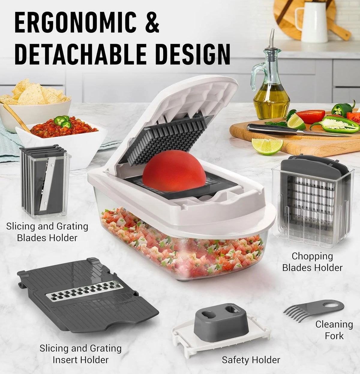 Vegetable Slicer 8 Interchangeable Blades & Container