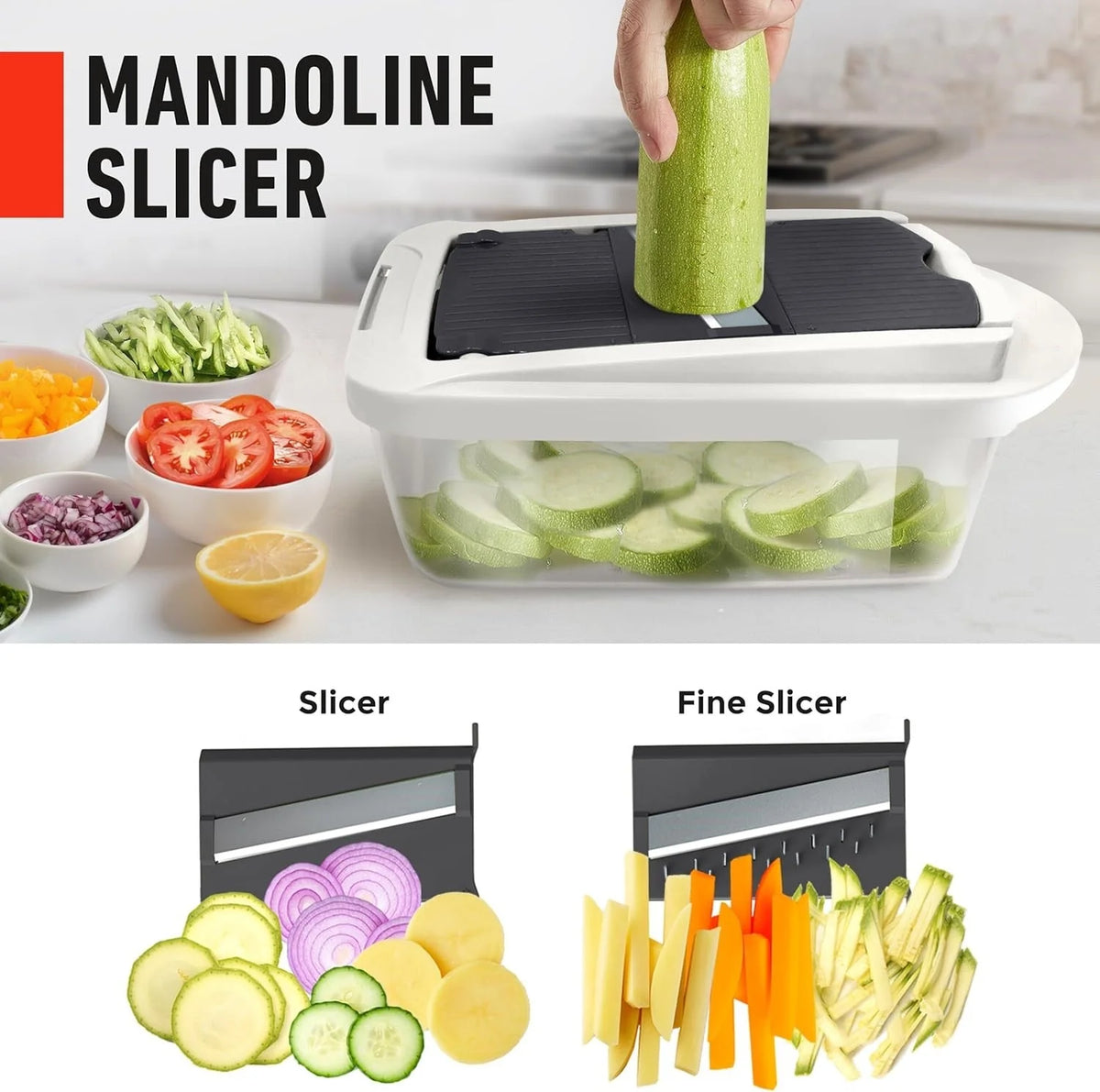Vegetable Slicer 8 Interchangeable Blades & Container