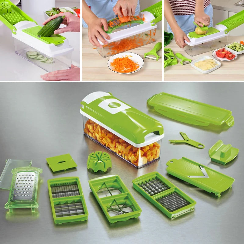 Vegetable Slicer 8 Interchangeable Stainless Steel Blades