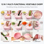 Vegetable Slicer & Chopper 12 Interchangeable Blades Hand Guard