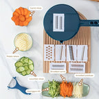 Vegetable Slicer & Chopper 12 Interchangeable Blades Hand Guard