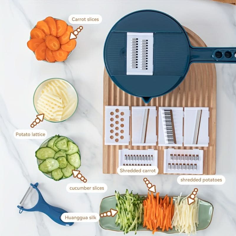 Vegetable Slicer & Chopper 12 Interchangeable Blades Hand Guard