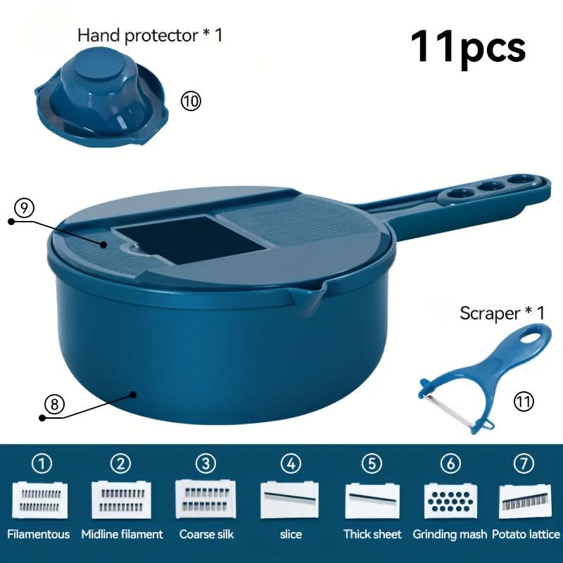 Vegetable Slicer & Chopper 12 Interchangeable Blades Hand Guard