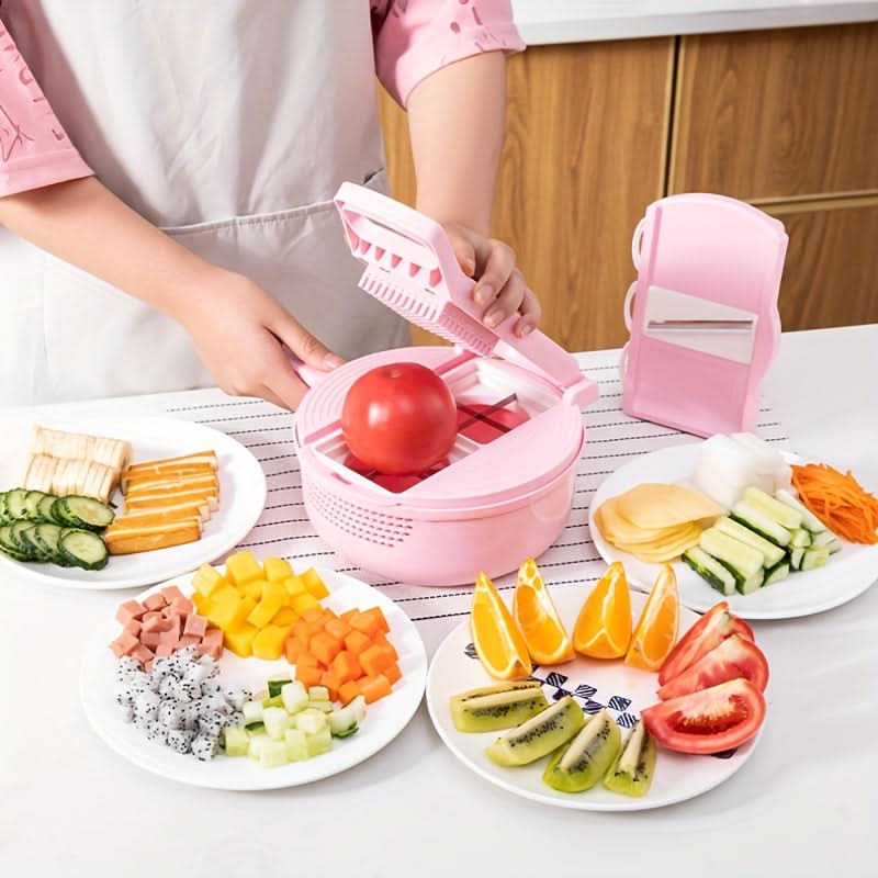 Vegetable Slicer & Chopper 12 Interchangeable Blades Hand Guard