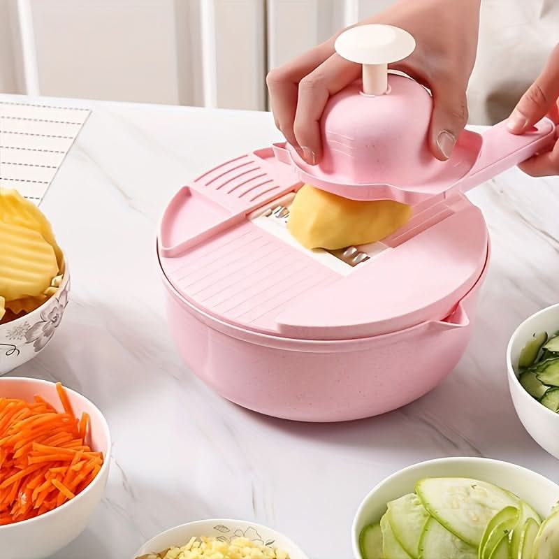 Vegetable Slicer & Chopper 12 Interchangeable Blades Hand Guard