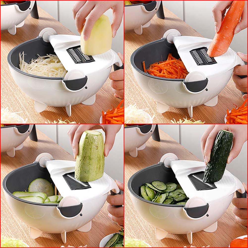 Vegetable Slicer Multifunctional Stainless Steel Blades & Colander Bowl