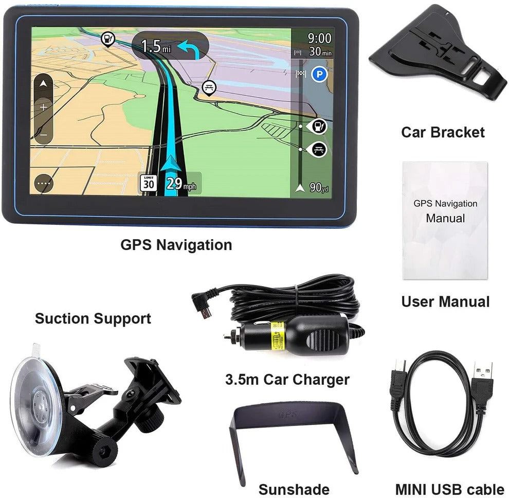 Vehicle GPS Navigator 7-Inch Touchscreen Live Traffic & Lifetime Maps