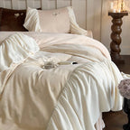 Velvet Bedding Set Microfiber Butterfly Embroidery & Ruffled Trim