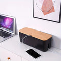 Ventilated Bamboo Cable Organizer Box (Power Strip Storage)