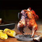 Vertical Chicken Roasting Rack Stainless Steel Foldable Drip Tray
