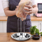 Vertical Chicken Roasting Rack Stainless Steel Foldable Drip Tray
