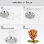 Vertical Chicken Roasting Rack Stainless Steel Foldable Drip Tray