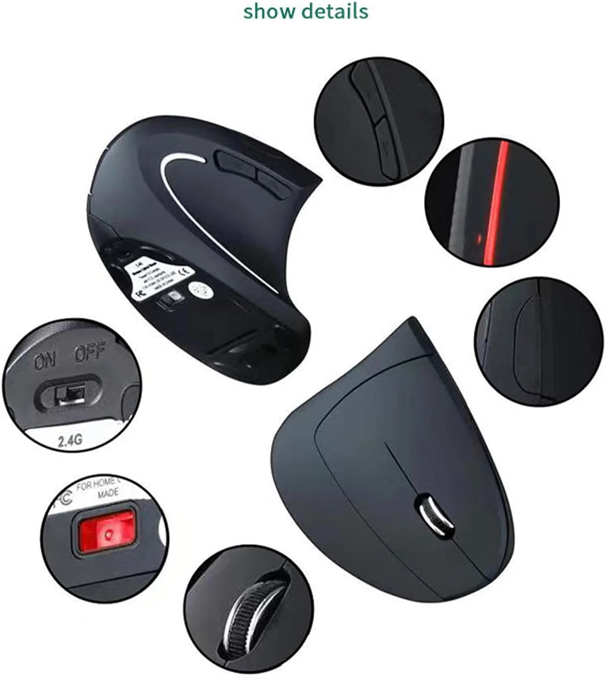 Vertical Mouse Ergonomic Rechargeable Wireless & USB