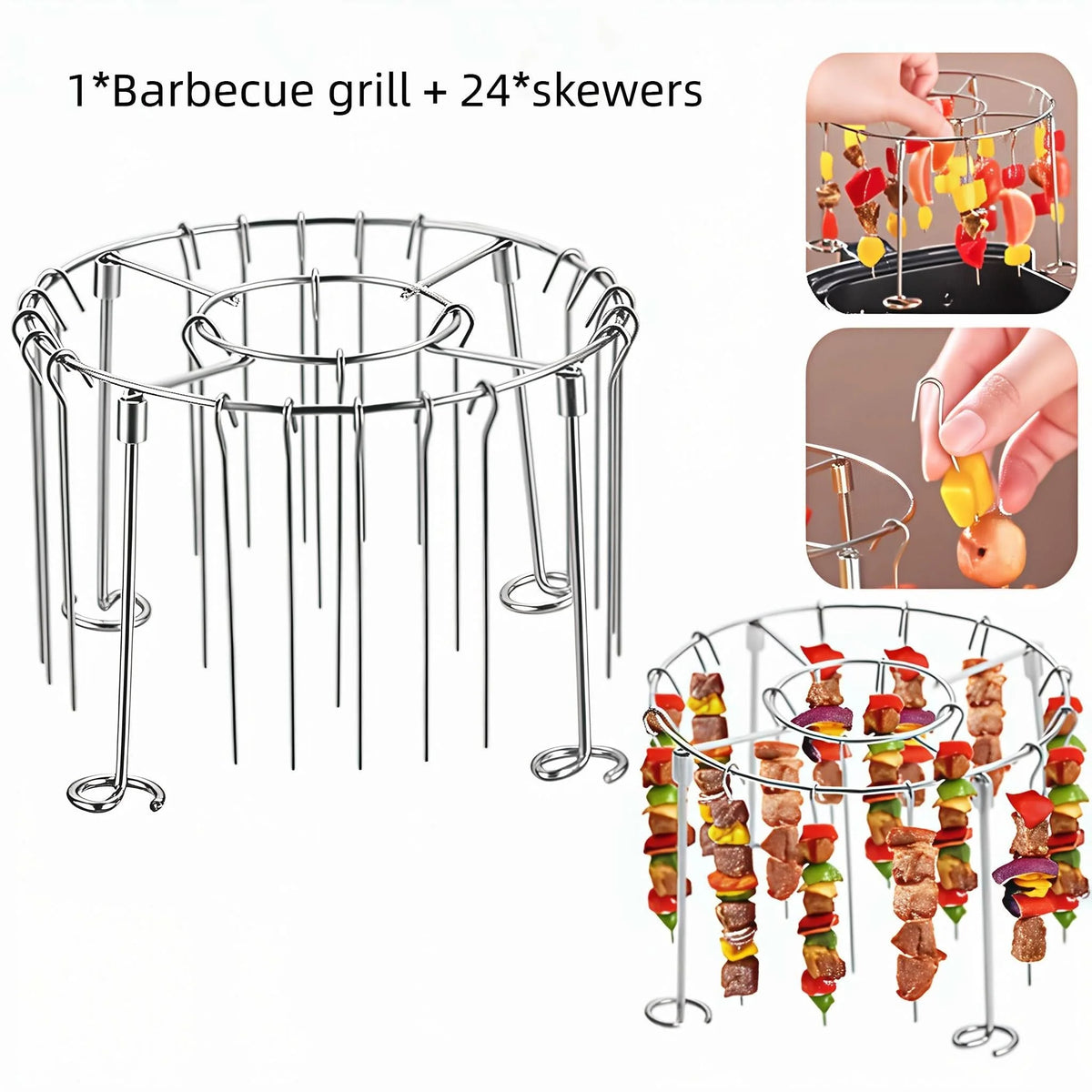 Vertical Skewer Rack Stainless Steel Detachable 24 Skewers