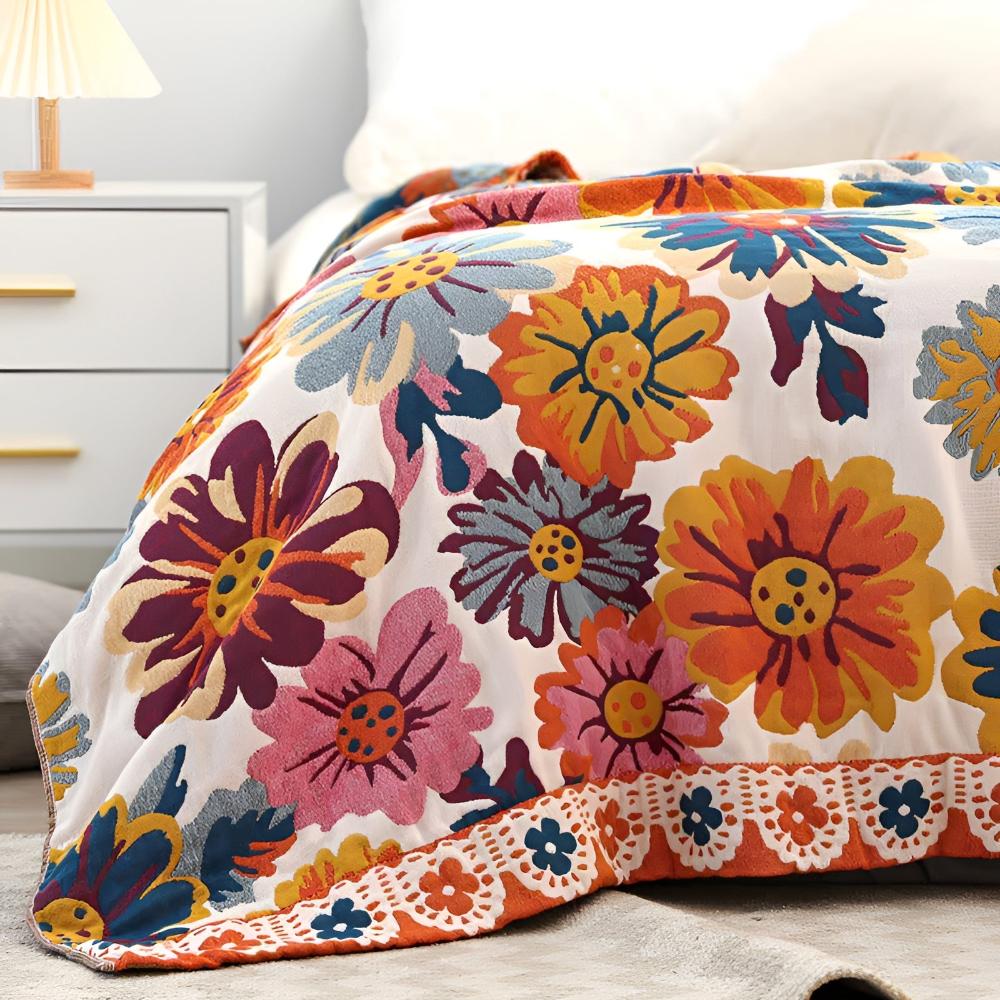 Vibrant Reversible Organic Cotton Blanket (Machine Washable)