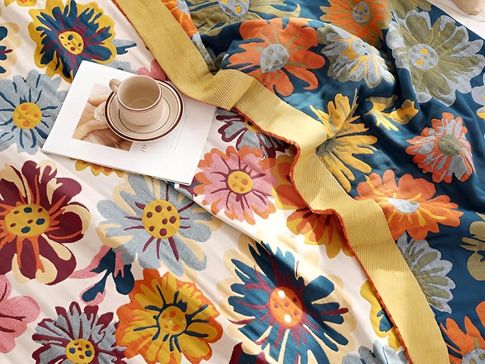 Vibrant Reversible Organic Cotton Blanket (Machine Washable)