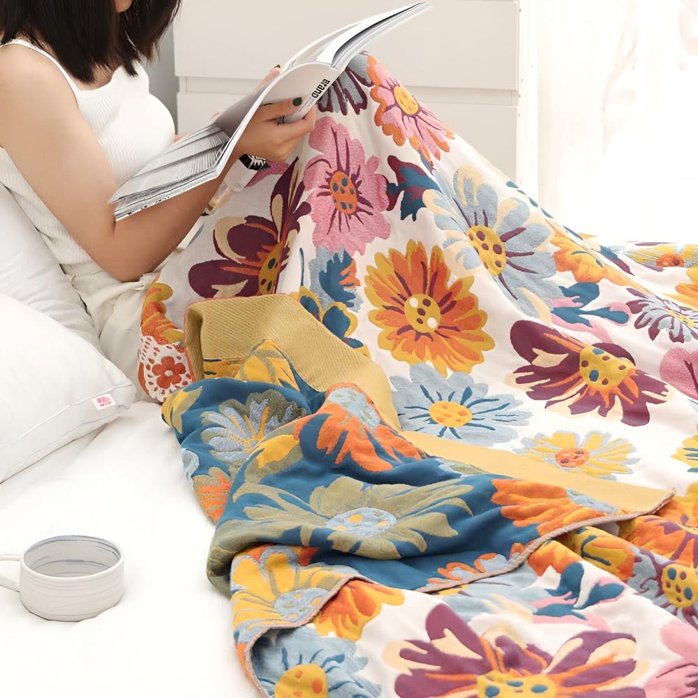 Vibrant Reversible Organic Cotton Blanket (Machine Washable)