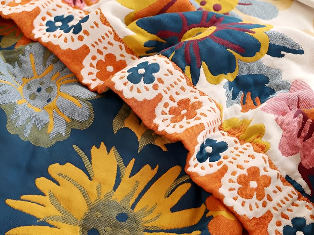 Vibrant Reversible Organic Cotton Blanket (Machine Washable)