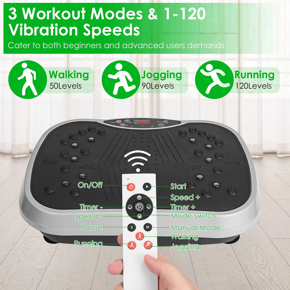 Vibration Plate 120 Speed Settings Remote & Resistance Bands