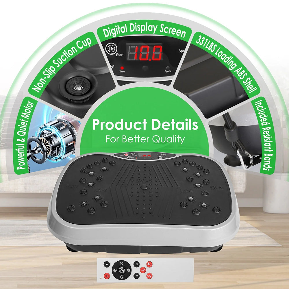 Vibration Plate 120 Speed Settings Remote & Resistance Bands