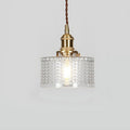 Vintage Brass & Glass Dimmable Pendant Light (Hardwired)