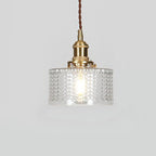 Vintage Brass & Glass Dimmable Pendant Light (Hardwired)