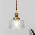 Vintage Brass & Glass Dimmable Pendant Light (Hardwired)