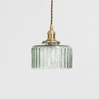 Vintage Brass & Glass Dimmable Pendant Light (Hardwired)