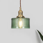 Vintage Brass & Glass Dimmable Pendant Light (Hardwired)