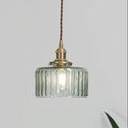 Vintage Brass & Glass Dimmable Pendant Light (Hardwired)