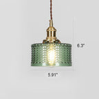 Vintage Brass & Glass Dimmable Pendant Light (Hardwired)