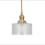 Vintage Brass & Glass Dimmable Pendant Light (Hardwired)