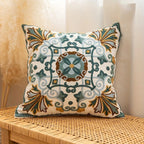 Vintage Embroidered Microfiber Cushion Cover (18 x 18 in)