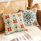 Vintage Embroidered Microfiber Cushion Cover (18 x 18 in)