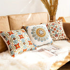 Vintage Embroidered Microfiber Cushion Cover (18 x 18 in)