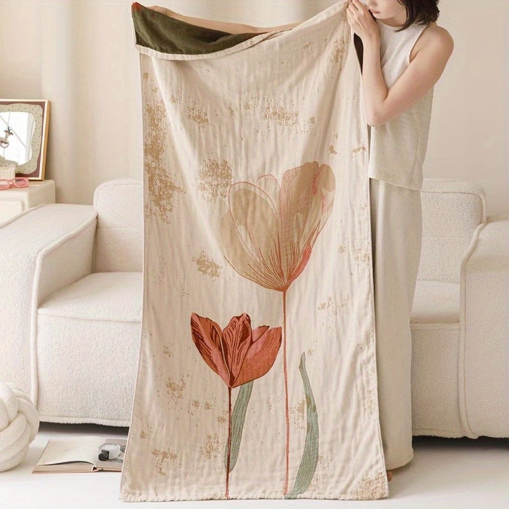 Vintage Floral 100% Cotton Bath Towel Blanket