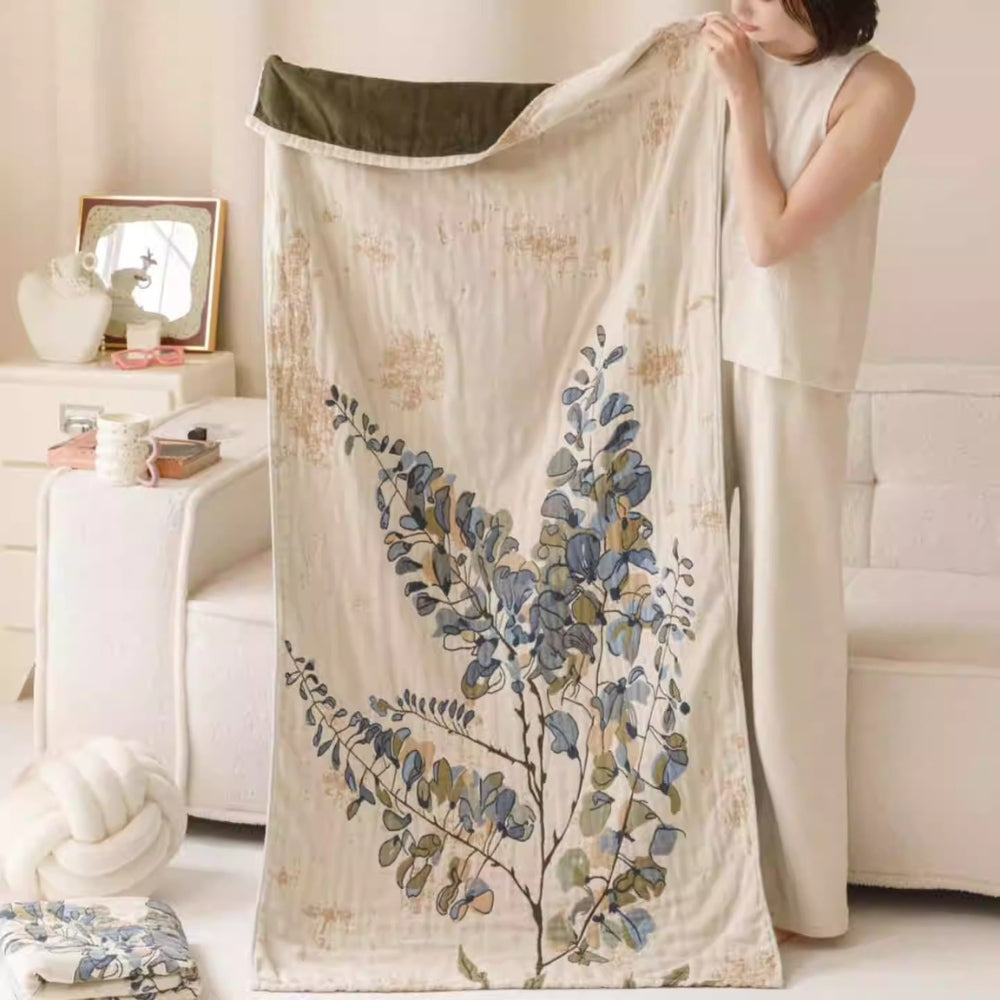 Vintage Floral 100% Cotton Bath Towel Blanket
