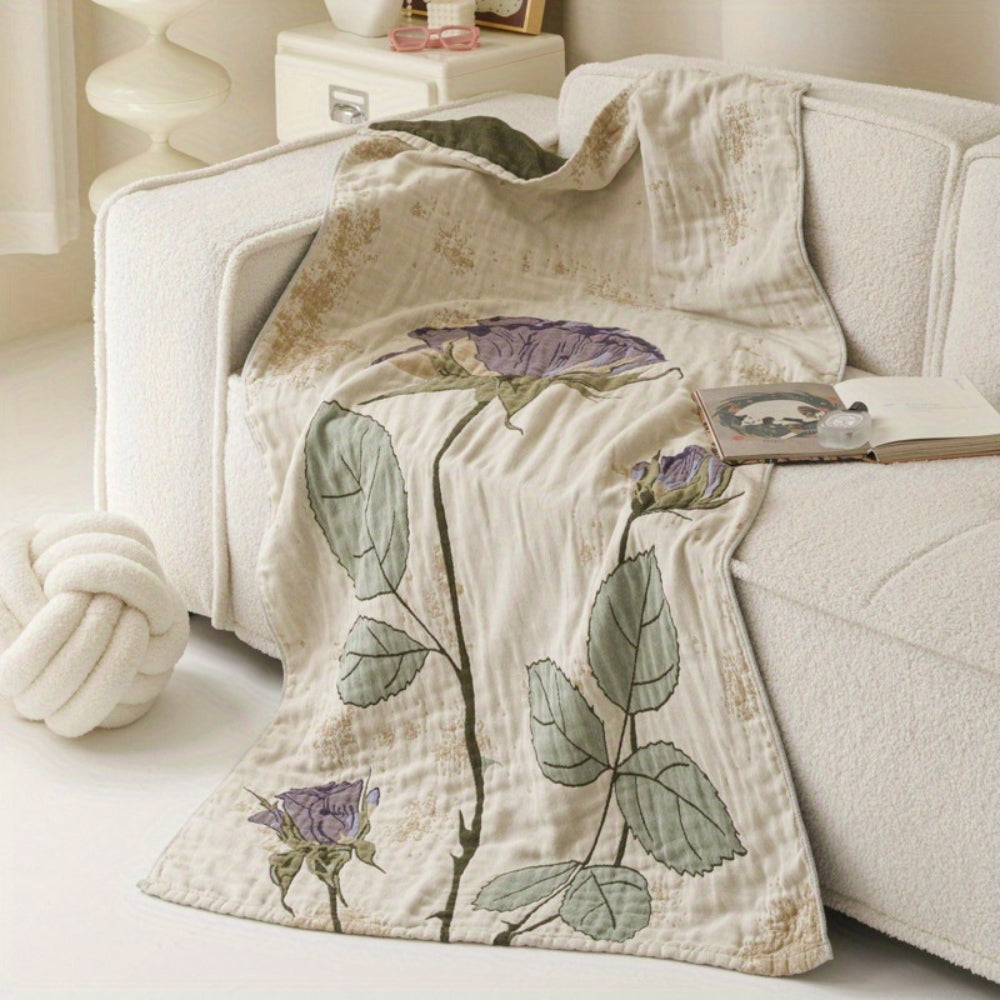 Vintage Floral 100% Cotton Bath Towel Blanket